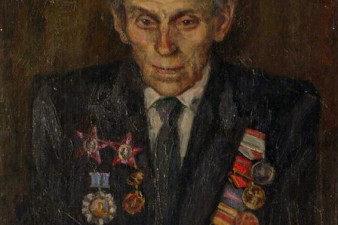 Семенов Сергей Константинович – участник ВОВ, в годы войны секретарь комсомольской организации военно-санитарного поезда № 312. 1984. Холст, масло. 94х72. ВОКГ